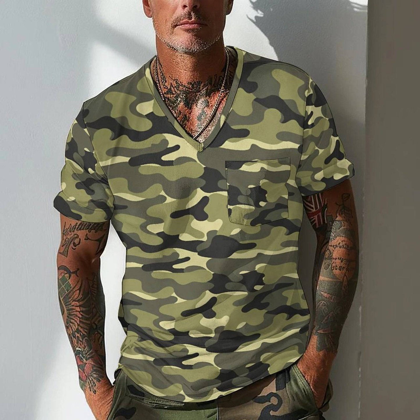 Summer Men's Design Camouflage Breathable Loose Fashion Short Sleeve - Clothing Personality