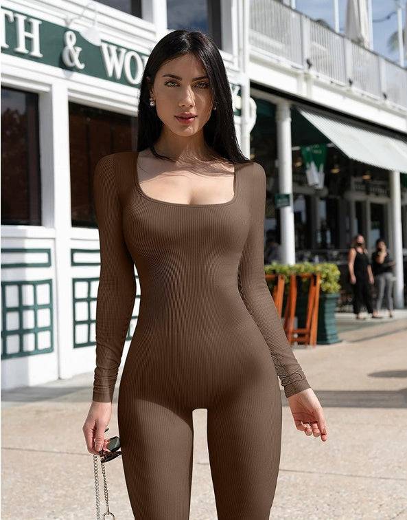 Seamless Jumpsuit Long Sleeve Shapewear Hip Lift Yoga Jumpsuit Sports Jumpsuit Bodysuits - Clothing Personality