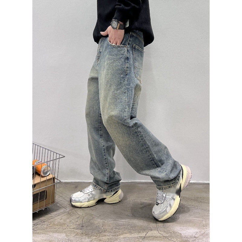 Jeans Men's Autumn New Baggy Straight Trousers Casual Long Pants - Clothing Personality