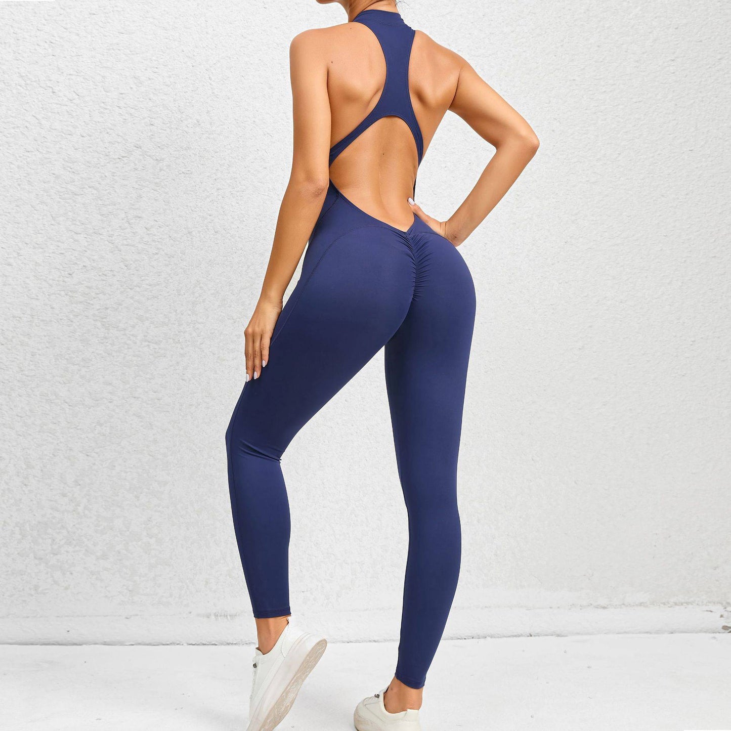Zippered Yoga Fitness Jumpsuit Sleeveless Tummy Control Stretch Shapewear Butt Lifting Sportswear Women Fashion Outfits Clothing - Clothing Personality