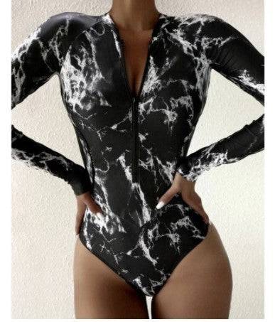 Long Sleeve Swimsuit Zipper Surfing Suit - Clothing Personality