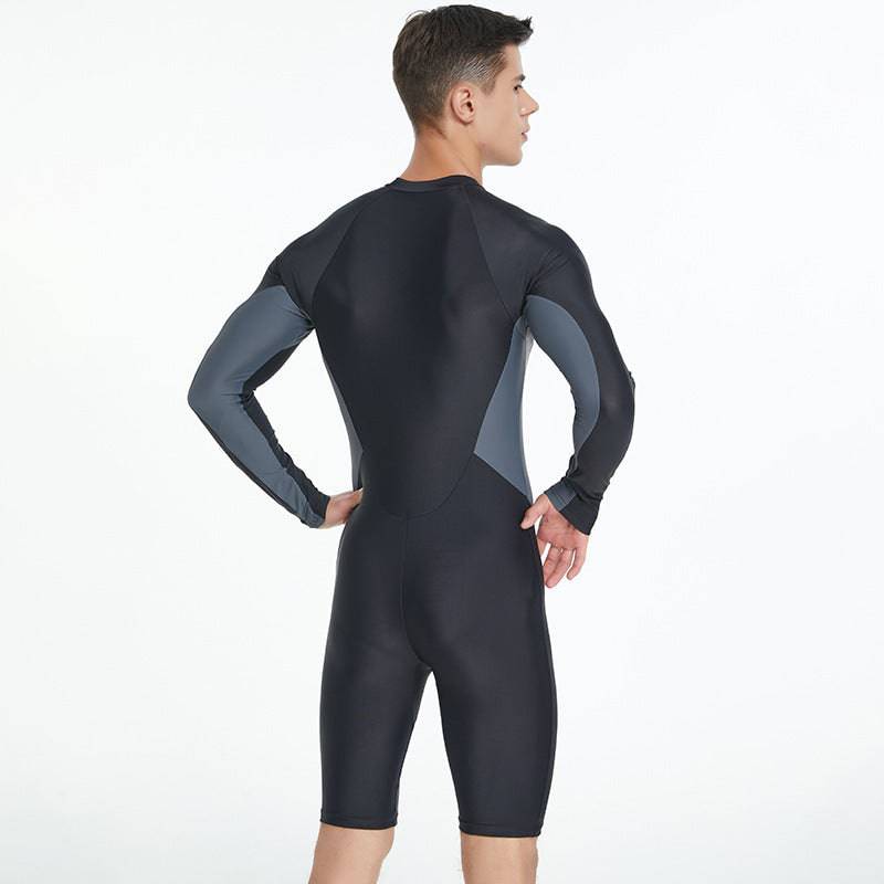 Men's One-piece Swimsuit Tight Long Sleeve Sun Protection Quick-drying - Clothing Personality
