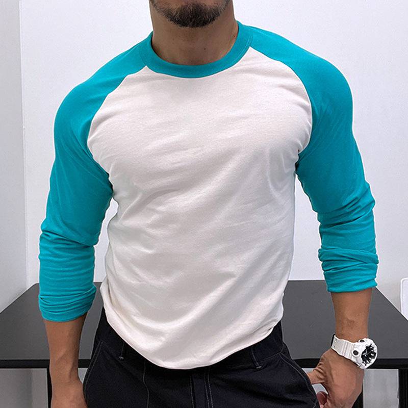 Round Neck Loose Breathable Plus Size Bottoming Shirt Men's Casual Raglan Sleeve Top - Clothing Personality