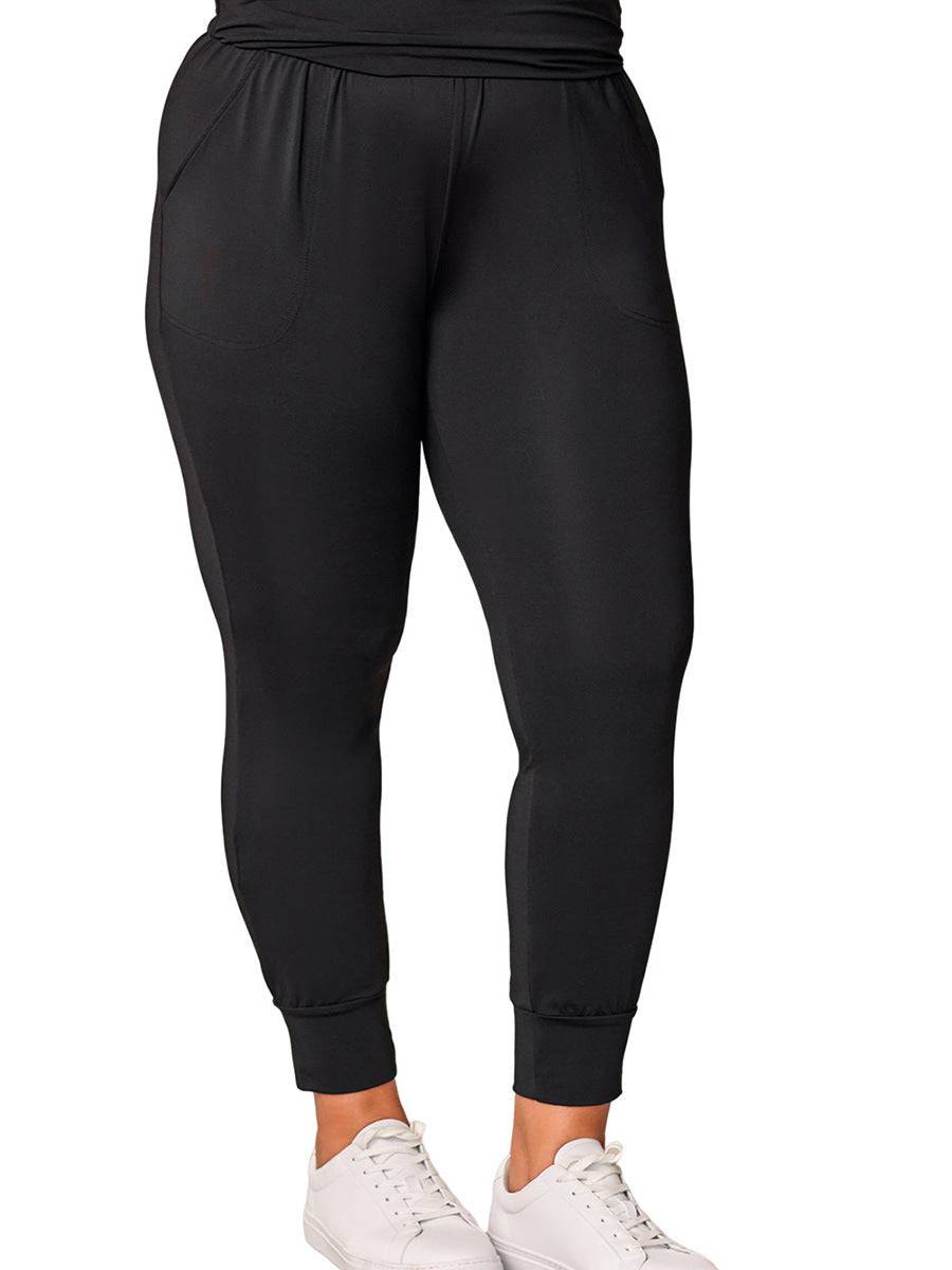 Casual Plus Size Fitness Cropped Tight Solid Color High Waist Leggings Women - Clothing Personality