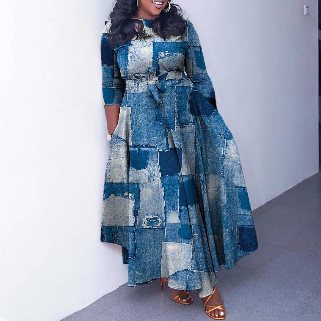 Fashion Elegant Tied African Plus Size Long Dress - Clothing Personality