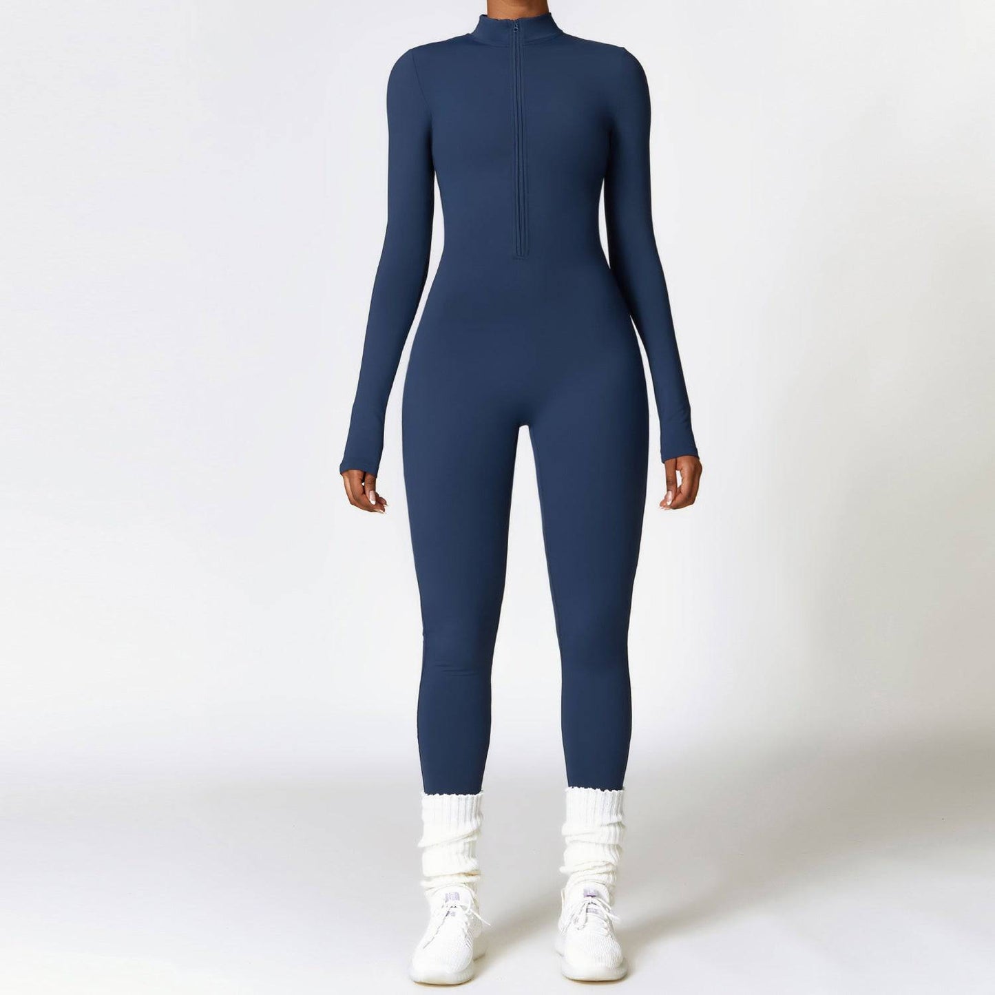 Warm Zipper Long-sleeved Jumpsuit Yoga Fitness Sports Pants Breathable Bodysuit Women's Clothing - Clothing Personality