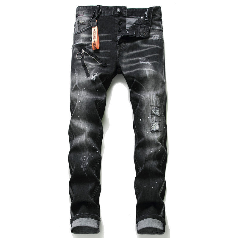 men jeans famous D2 Men slim jeans pants mens denim trousers zipper blue hole Pencil Pants - Clothing Personality