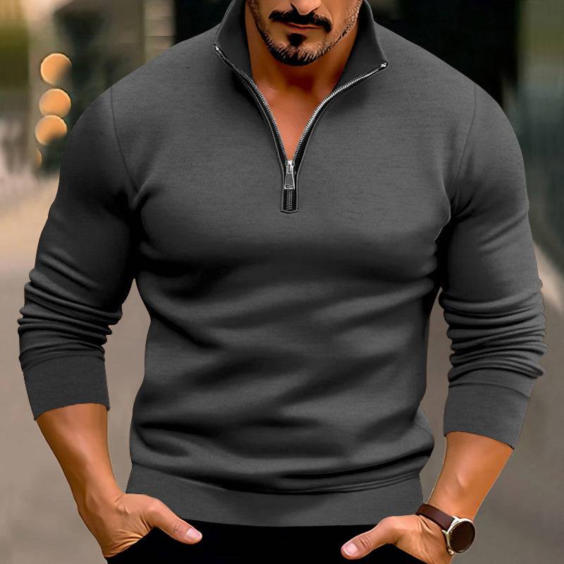 Men's Casual Solid Color Long-sleeved T-shirt Top - Clothing Personality