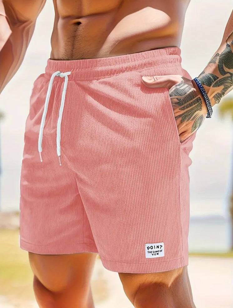 Lace-up Drawstring Shorts Summer Corduroy Sports Short Pants Mens Clothing - Clothing Personality