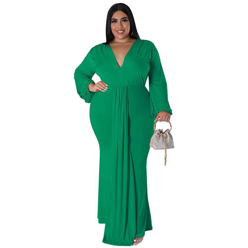 Women's Long Sleeve Pleated Dress - Clothing Personality