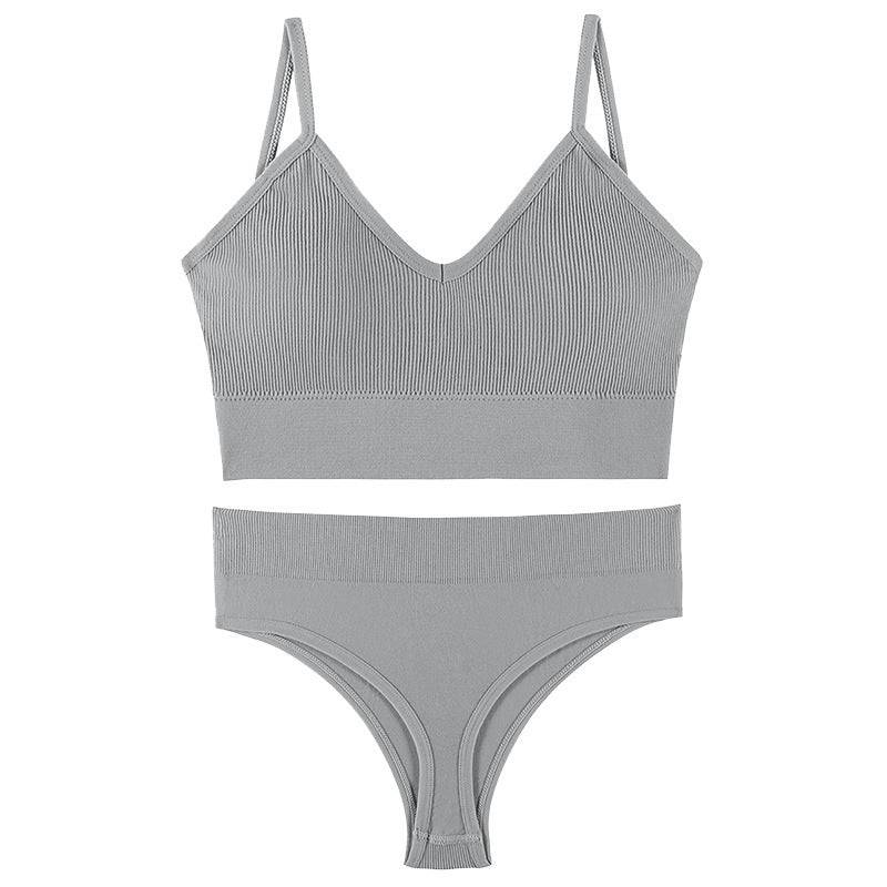 Women's Underwear Small Chest Push-up Thin Wireless Large Size Sports Sling Vest French Triangle Cup Bra Set - Clothing Personality
