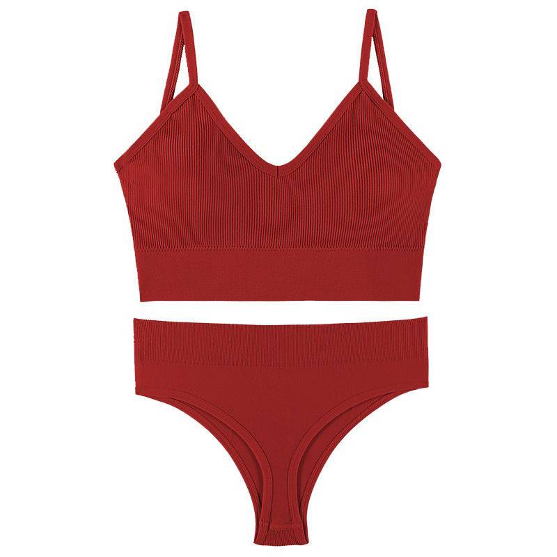 Women's Underwear Small Chest Push-up Thin Wireless Large Size Sports Sling Vest French Triangle Cup Bra Set - Clothing Personality