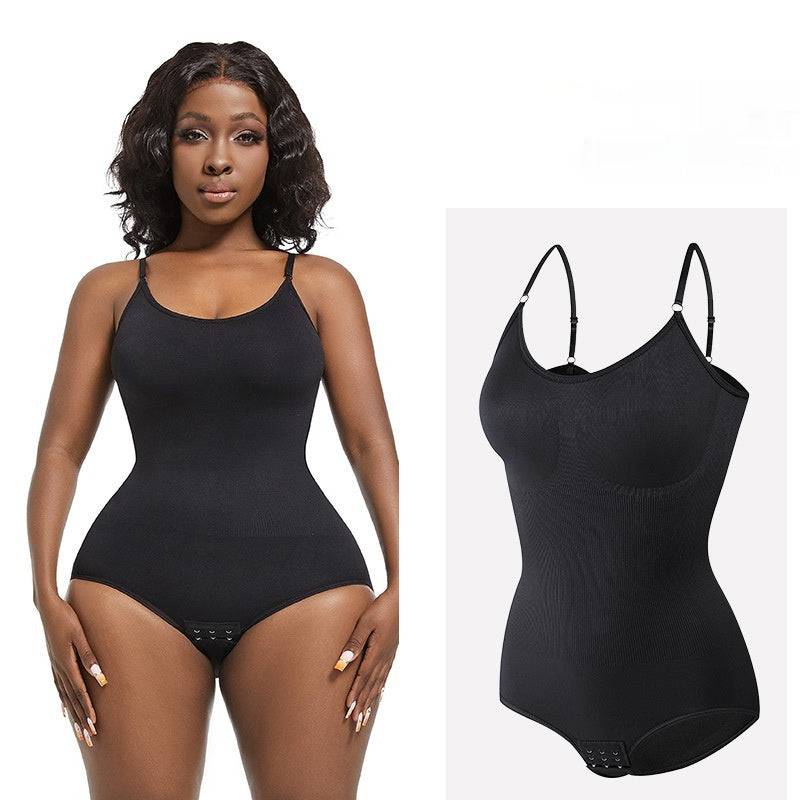Close-up of beige body shaping bodysuit fabric showing smooth texture