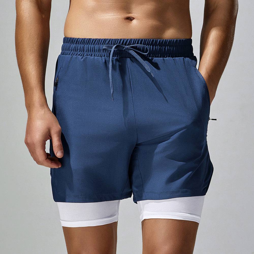 Four-sided Stretch Running Shorts Quick-drying Double Layer - Clothing Personality