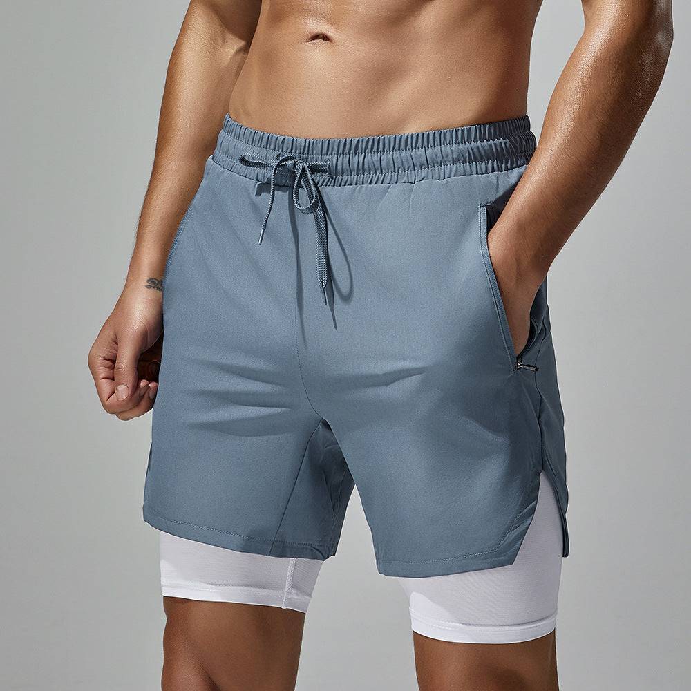 Four-sided Stretch Running Shorts Quick-drying Double Layer - Clothing Personality