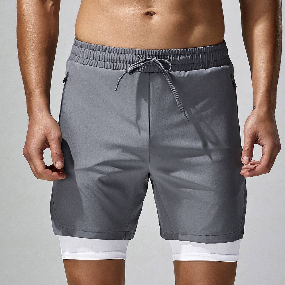 Four-sided Stretch Running Shorts Quick-drying Double Layer - Clothing Personality