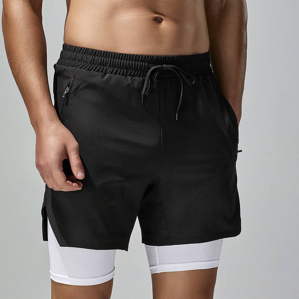 Four-sided Stretch Running Shorts Quick-drying Double Layer - Clothing Personality