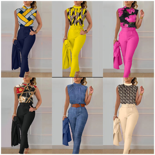 Cute Style Fresh Sweet Women's Printed Sleeveless Fashion Casual Set - Clothing Personality