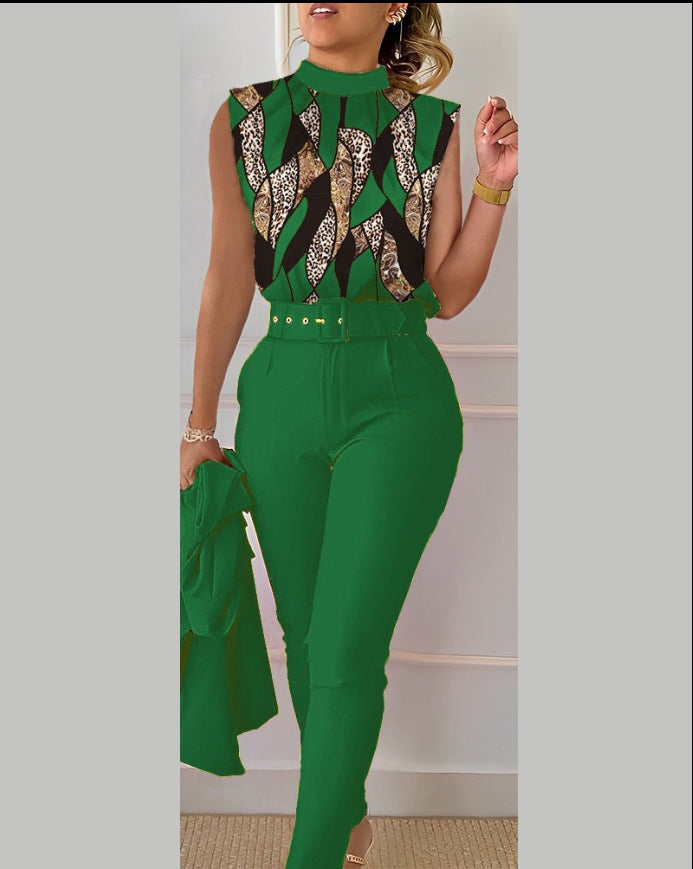 Cute Style Fresh Sweet Women's Printed Sleeveless Fashion Casual Set - Clothing Personality