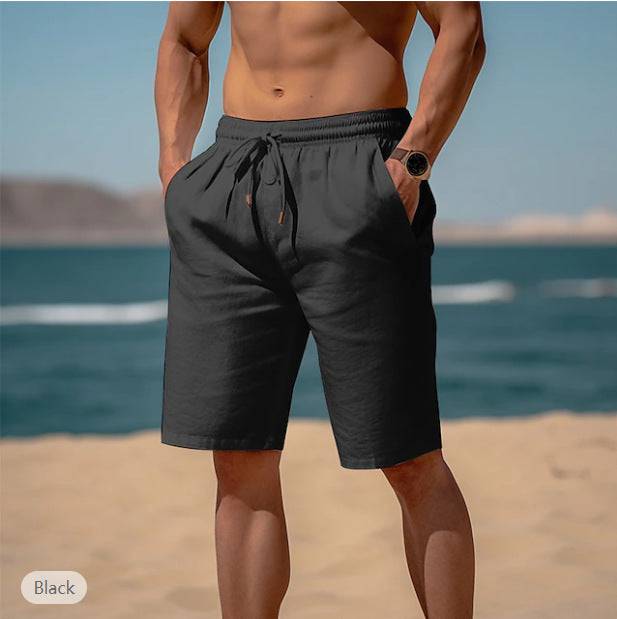 Drawstring Elastic Waist Straight Breathable Shorts - Clothing Personality