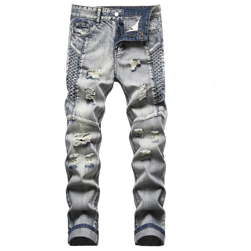 Nostalgic Jeans Ripped Special Embroidered Men's Pants - Clothing Personality