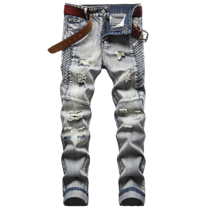 Nostalgic Jeans Ripped Special Embroidered Men's Pants - Clothing Personality