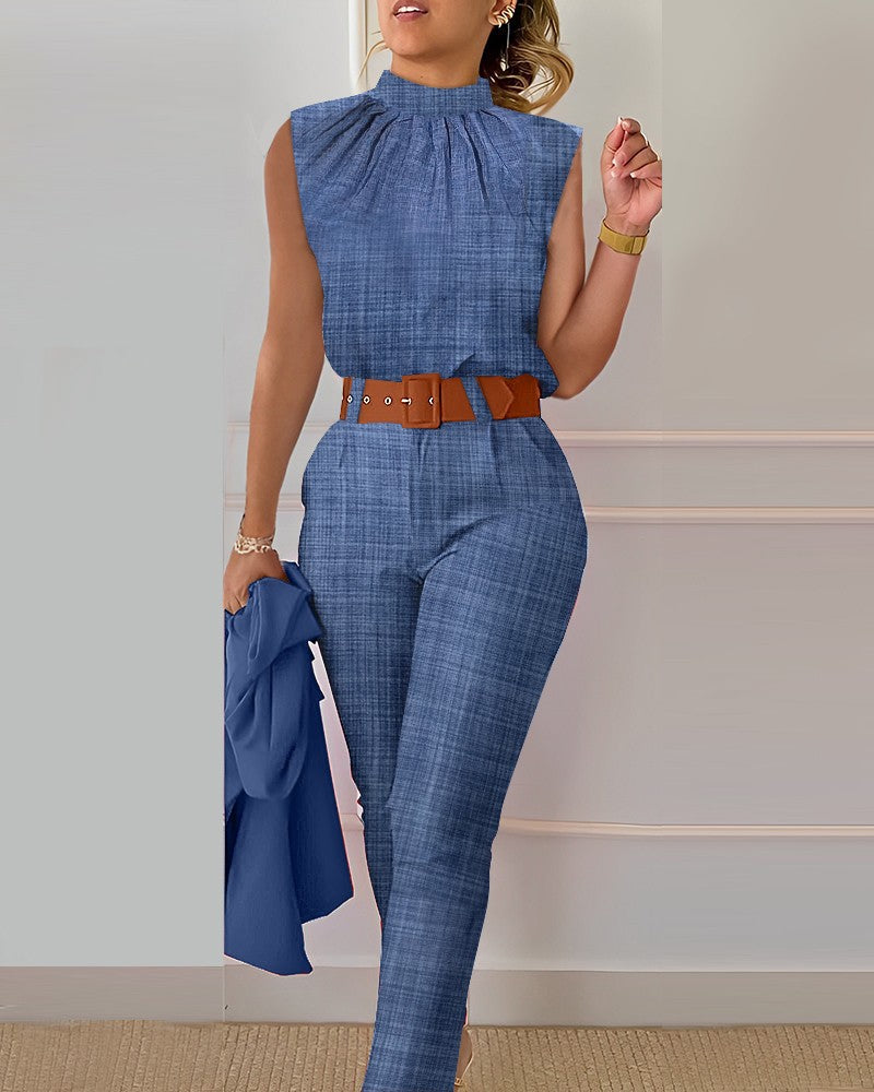Cute Style Fresh Sweet Women's Printed Sleeveless Fashion Casual Set - Clothing Personality