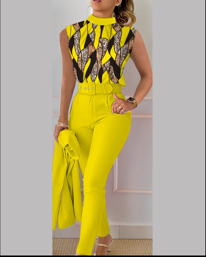 Cute Style Fresh Sweet Women's Printed Sleeveless Fashion Casual Set - Clothing Personality
