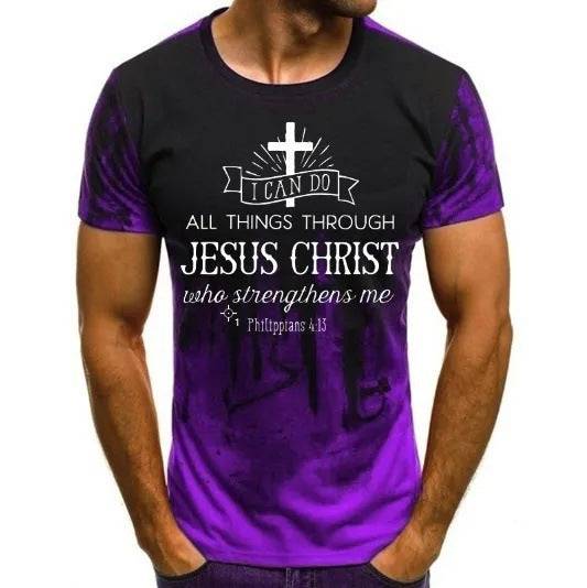 Printed Summer Casual Loose Round Neck Short Sleeve Shoulder Breathable Men's T-shirt - Clothing Personality