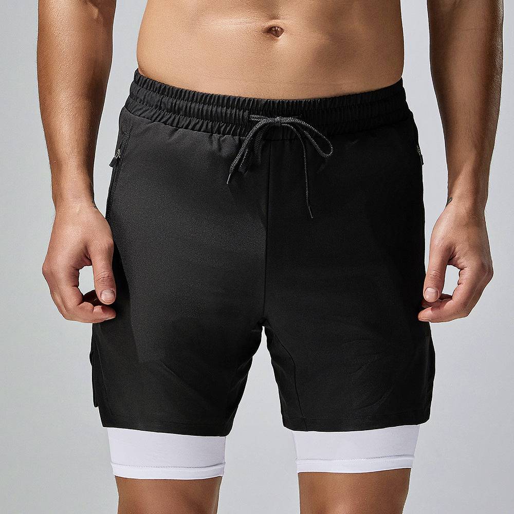 Four-sided Stretch Running Shorts Quick-drying Double Layer - Clothing Personality