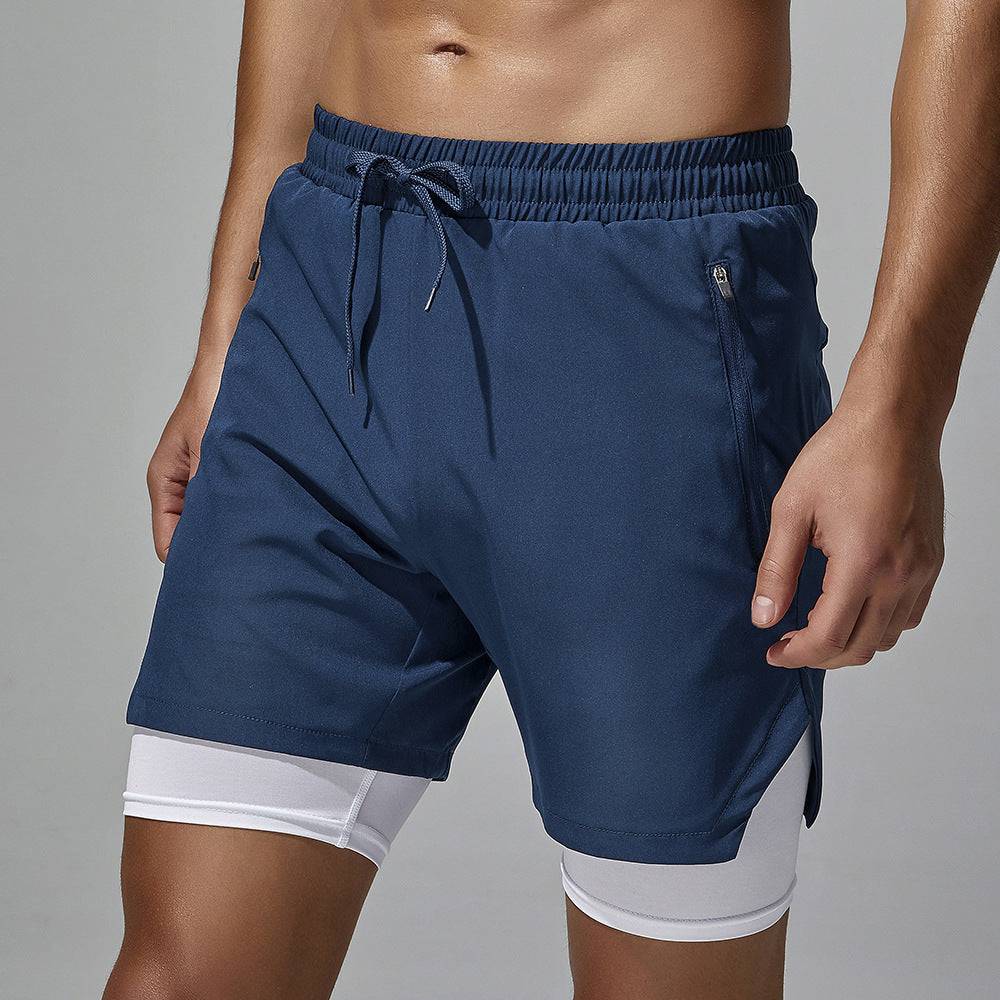 Four-sided Stretch Running Shorts Quick-drying Double Layer - Clothing Personality
