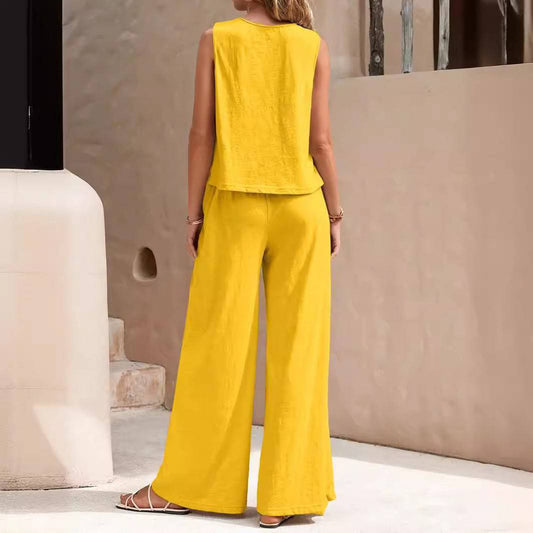 Women_s_Two-Piece_Sleeveless_Pants_Set Yellow