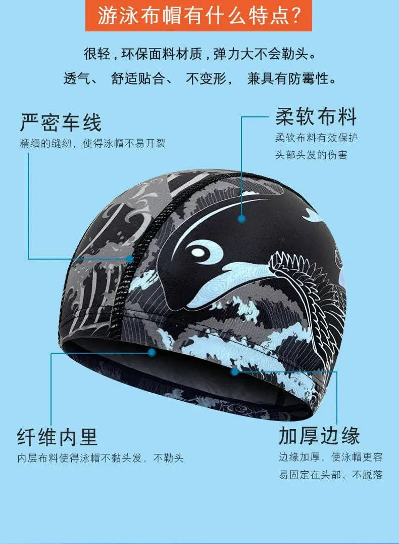 Swimming Caps Quick Dry Breathable Printed Swim Caps for Men Women Long Hair Ear Protection Adult Swimming Caps Pool Accessories - Clothing Personality