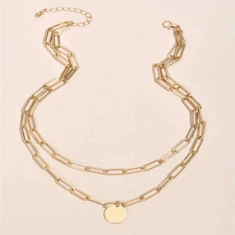 Vintage Round Charm Layered Necklace Women's Jewelry Layered Accessories for Girls Clothing Aesthetic Gifts Fashion Pendant 2022 - Clothing Personality