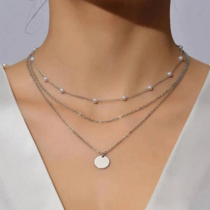 Vintage Round Charm Layered Necklace Women's Jewelry Layered Accessories for Girls Clothing Aesthetic Gifts Fashion Pendant 2022 - Clothing Personality