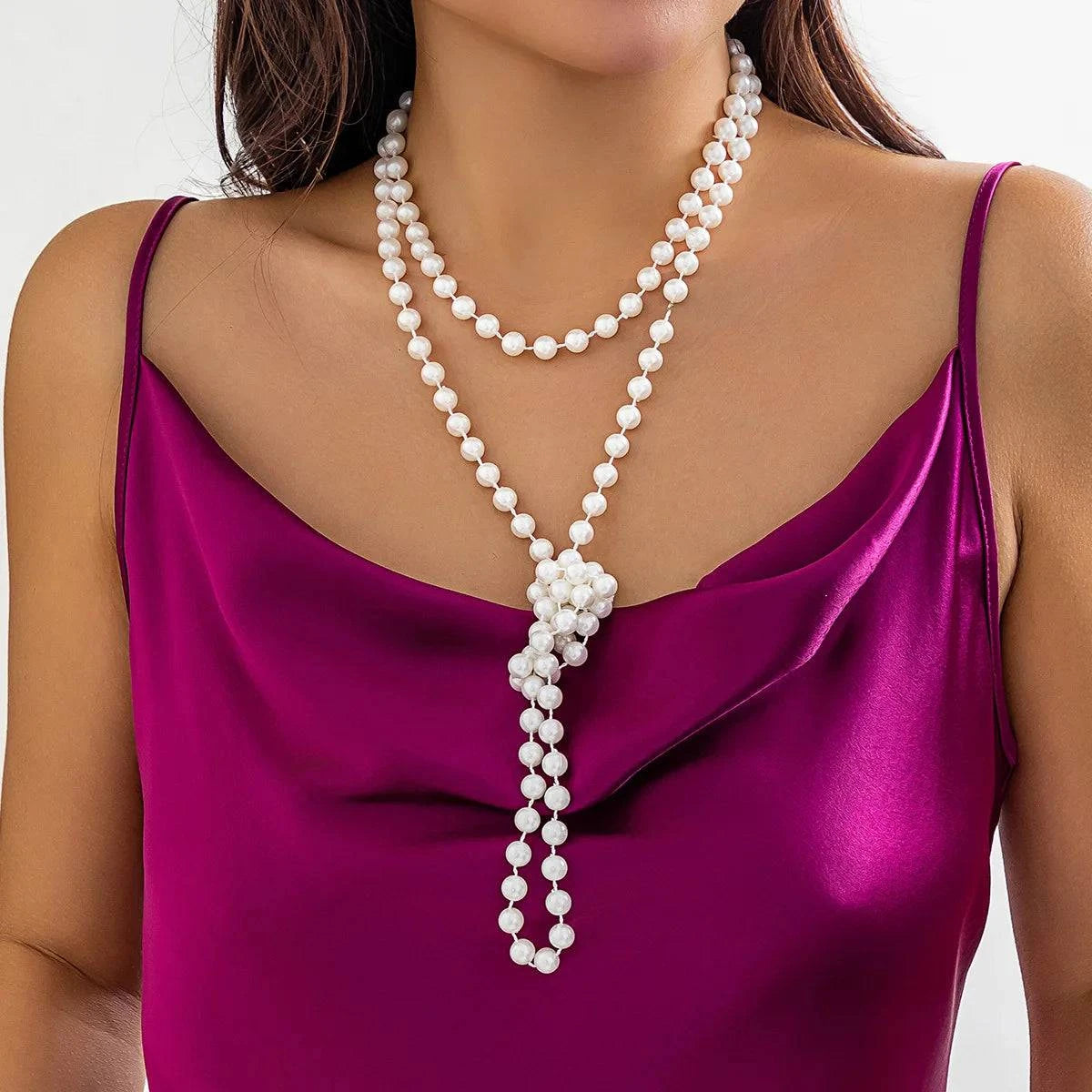 Imitation Pearl Multi-layered Women's Necklace Exaggerated Fashion High Street Club Party Banquet Necklace For Women Jewelry - Clothing Personality