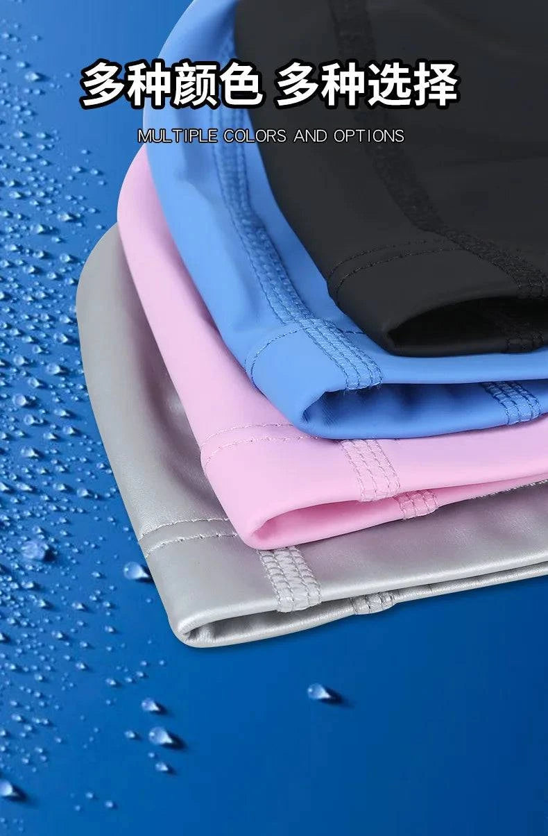 Swimming Caps PU Waterproof Unisex Women Men Swim Hat Stretch Elastic Swimming Pool Accessories Swimming Cap Ear Protection - Clothing Personality