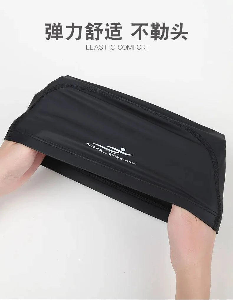 Swimming Caps PU Waterproof Unisex Women Men Swim Hat Stretch Elastic Swimming Pool Accessories Swimming Cap Ear Protection - Clothing Personality