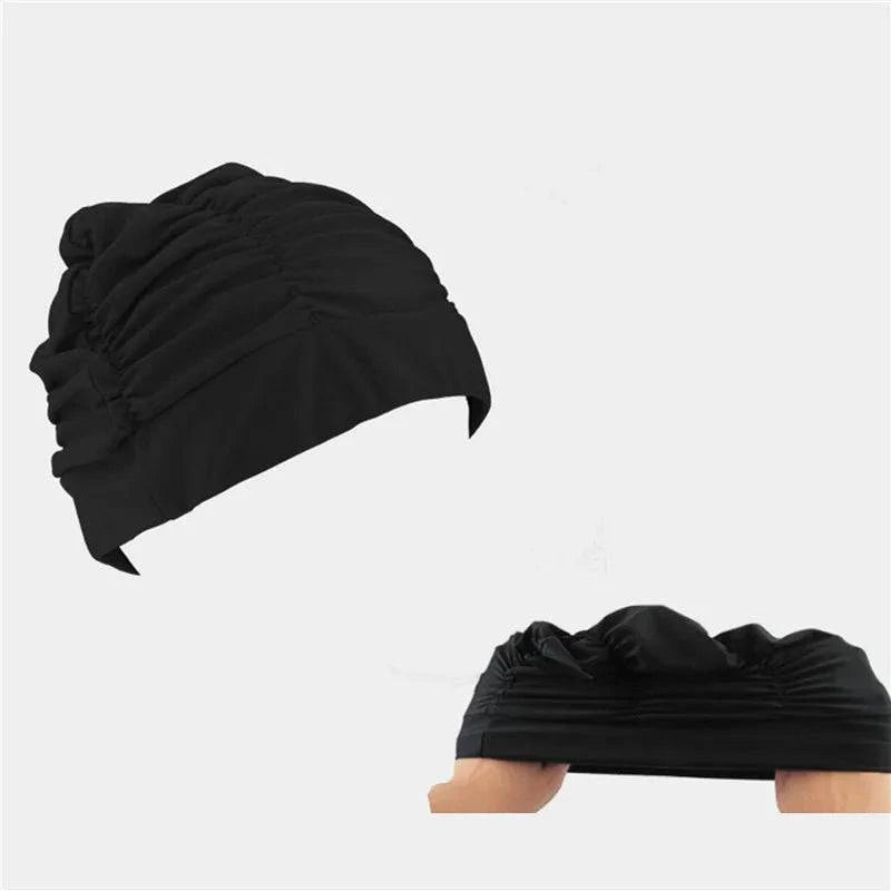 Swimming Hat Women Unisex Girls Long Hair Bathing Cap Swimming Cap Stretch Drape Free Size Swim Pool Sport Elastic Nylon Turban - Clothing Personality
