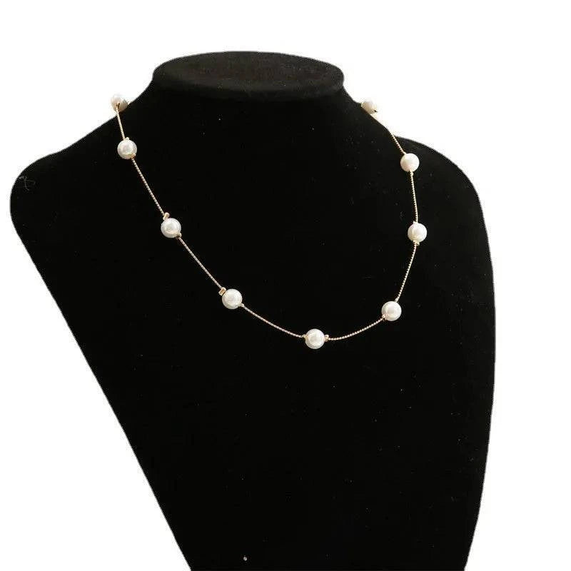 New Beads Women's Neck Chain Kpop Pearl Choker Necklace Gold Color Goth Chocker Jewelry On The Neck Pendant 2024 Collar For Girl - Clothing Personality
