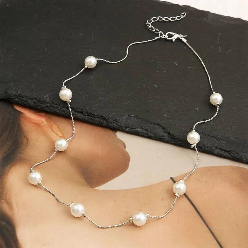 New Beads Women's Neck Chain Kpop Pearl Choker Necklace Gold Color Goth Chocker Jewelry On The Neck Pendant 2024 Collar For Girl - Clothing Personality