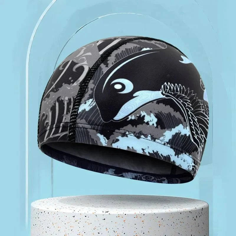 Swimming Caps Quick Dry Breathable Printed Swim Caps for Men Women Long Hair Ear Protection Adult Swimming Caps Pool Accessories - Clothing Personality