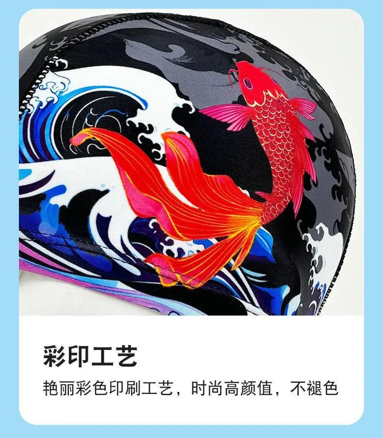 Swimming Caps Quick Dry Breathable Printed Swim Caps for Men Women Long Hair Ear Protection Adult Swimming Caps Pool Accessories - Clothing Personality