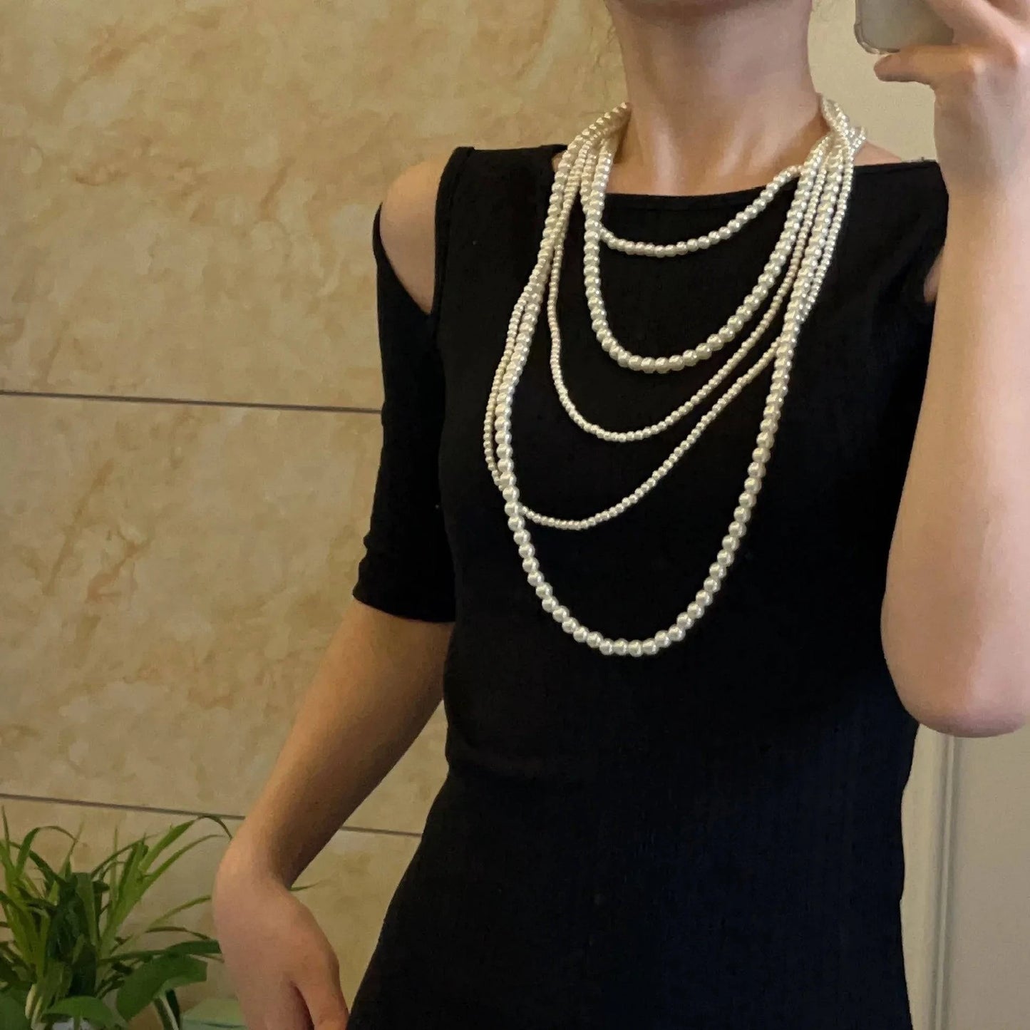 Imitation Pearl Multi-layered Women's Necklace Exaggerated Fashion High Street Club Party Banquet Necklace For Women Jewelry - Clothing Personality
