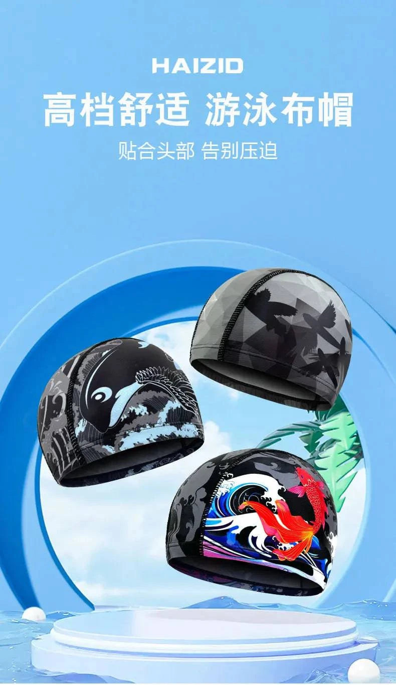 Swimming Caps Quick Dry Breathable Printed Swim Caps for Men Women Long Hair Ear Protection Adult Swimming Caps Pool Accessories - Clothing Personality