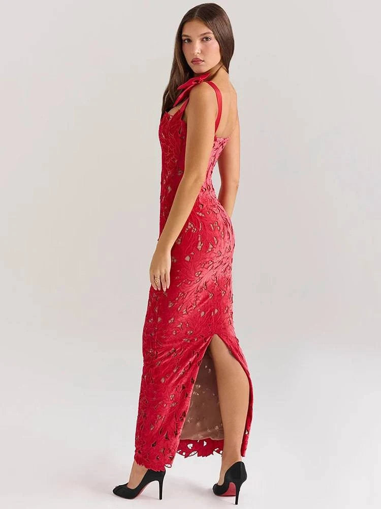 Bows Lace Sexy Maxi Dress For Women - Clothing Personality