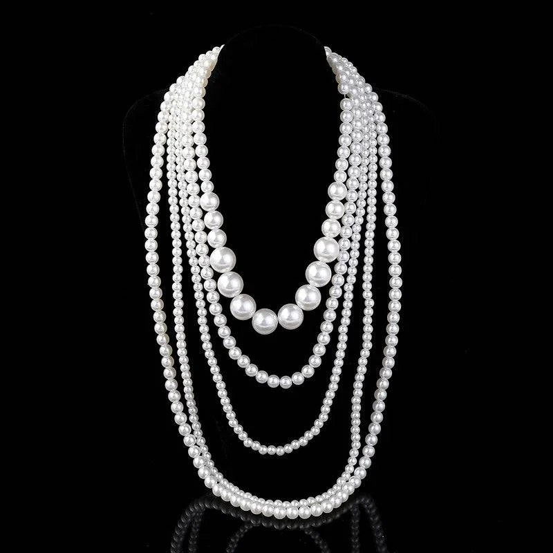 Imitation Pearl Multi-layered Women's Necklace Exaggerated Fashion High Street Club Party Banquet Necklace For Women Jewelry - Clothing Personality