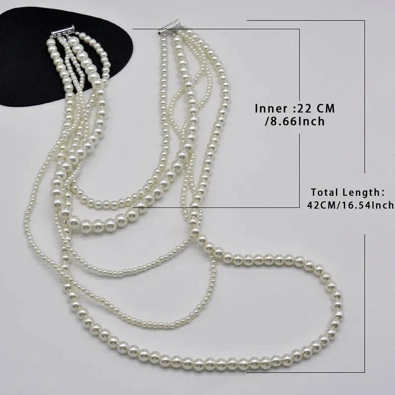 Imitation Pearl Multi-layered Women's Necklace Exaggerated Fashion High Street Club Party Banquet Necklace For Women Jewelry - Clothing Personality