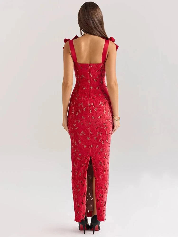 Bows Lace Sexy Maxi Dress For Women - Clothing Personality