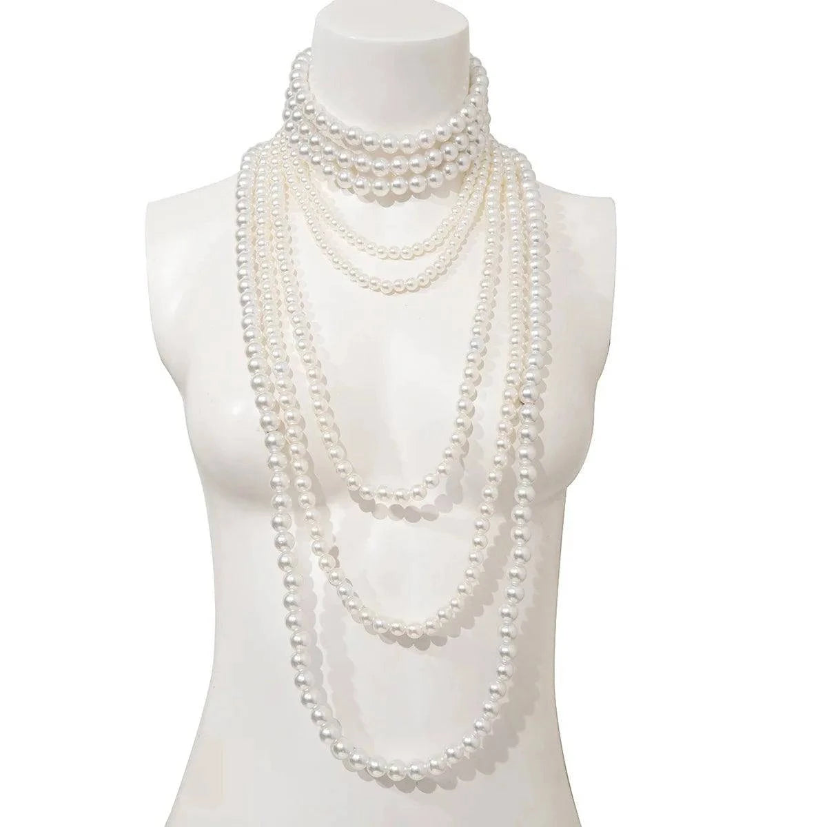 Imitation Pearl Multi-layered Women's Necklace Exaggerated Fashion High Street Club Party Banquet Necklace For Women Jewelry - Clothing Personality